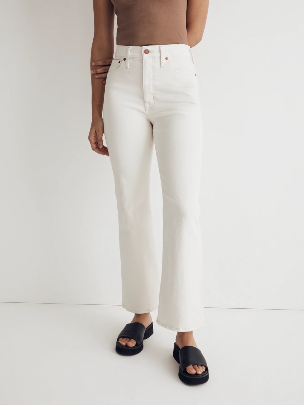 Madewell Sz 28 The Perfect Vintage Flare Crop Cream Canvas Ankle